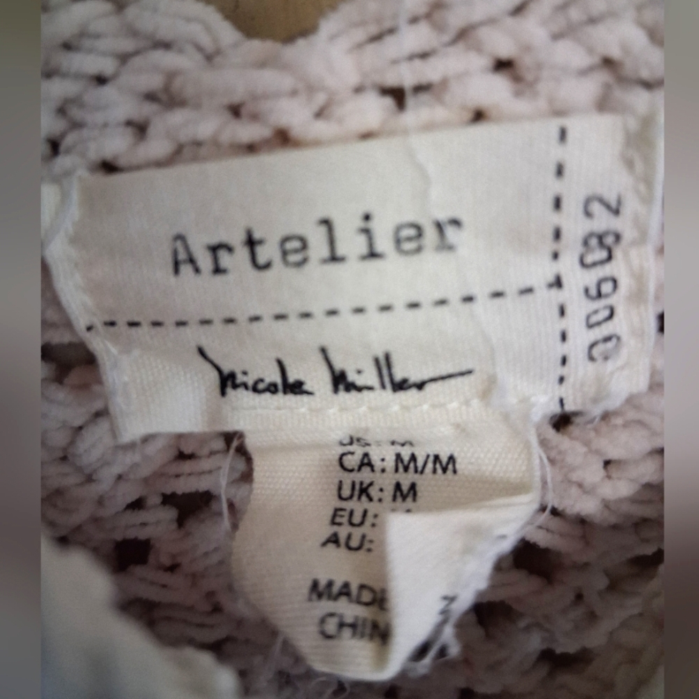 Artelier Cream Open-Knit Cardigan, Size Medium - Picture 2 of 8